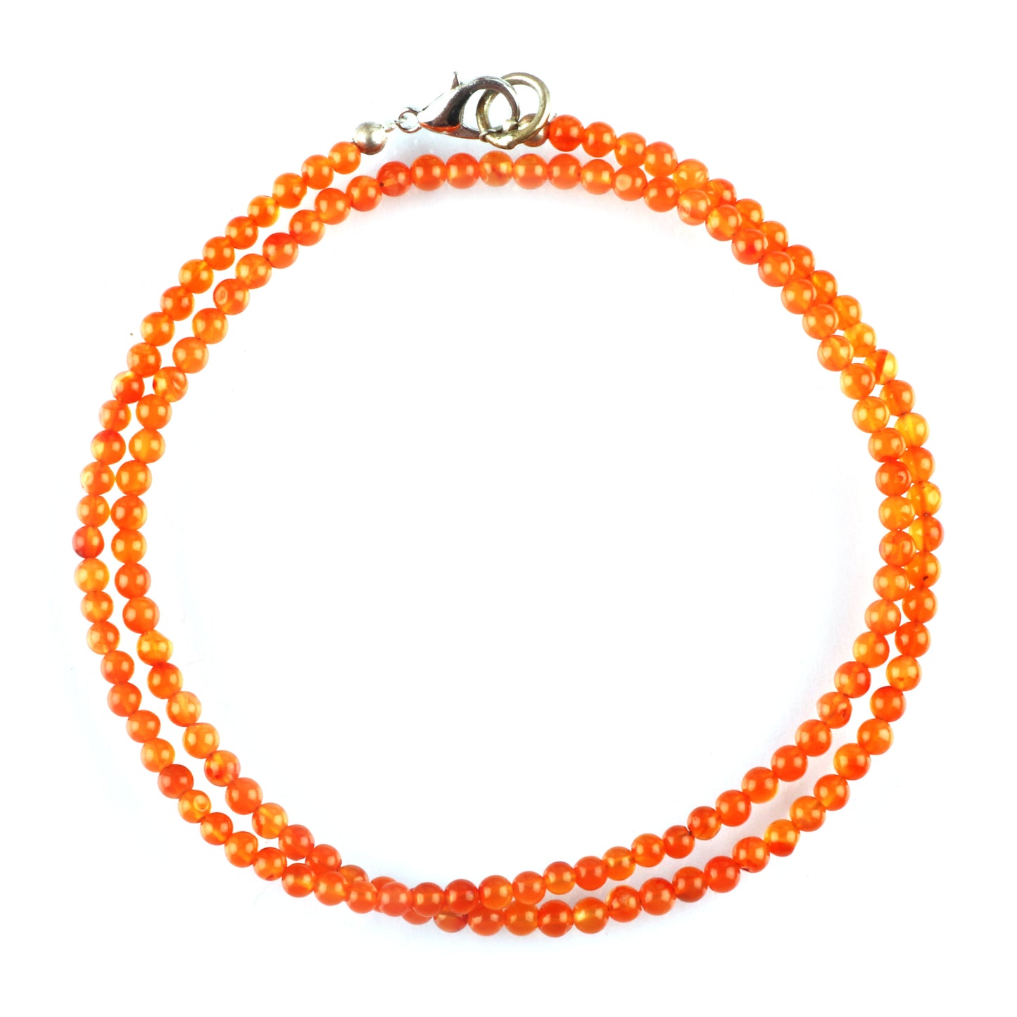 Natural Carnelian Round Smooth Gemstone Beaded Necklace 18 Inches