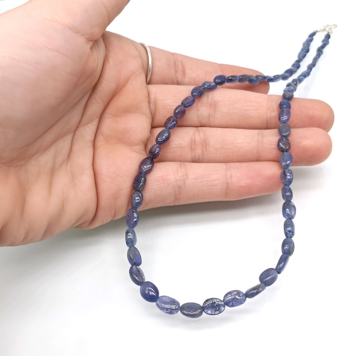 Natural Tanzanite Oval Smooth Beaded Necklace