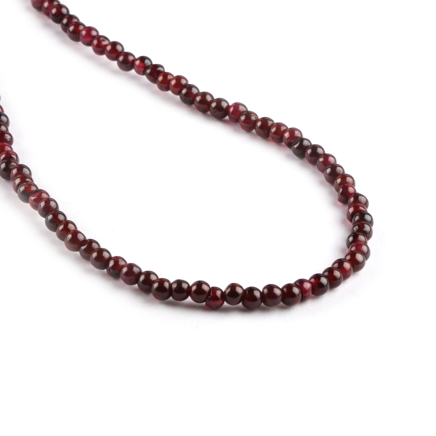 Natural Garnet Round Smooth Gemstone Beaded Necklace 18 Inches