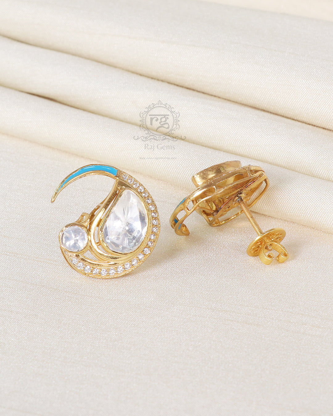 Designer Peacock 925 Silver Stud Earrings