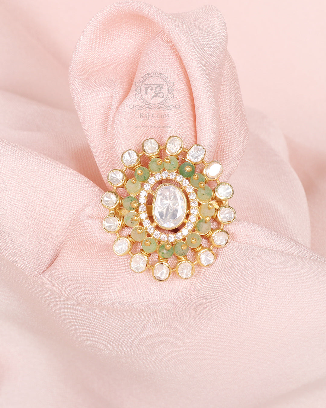 925 Silver Green Adjustable Ring