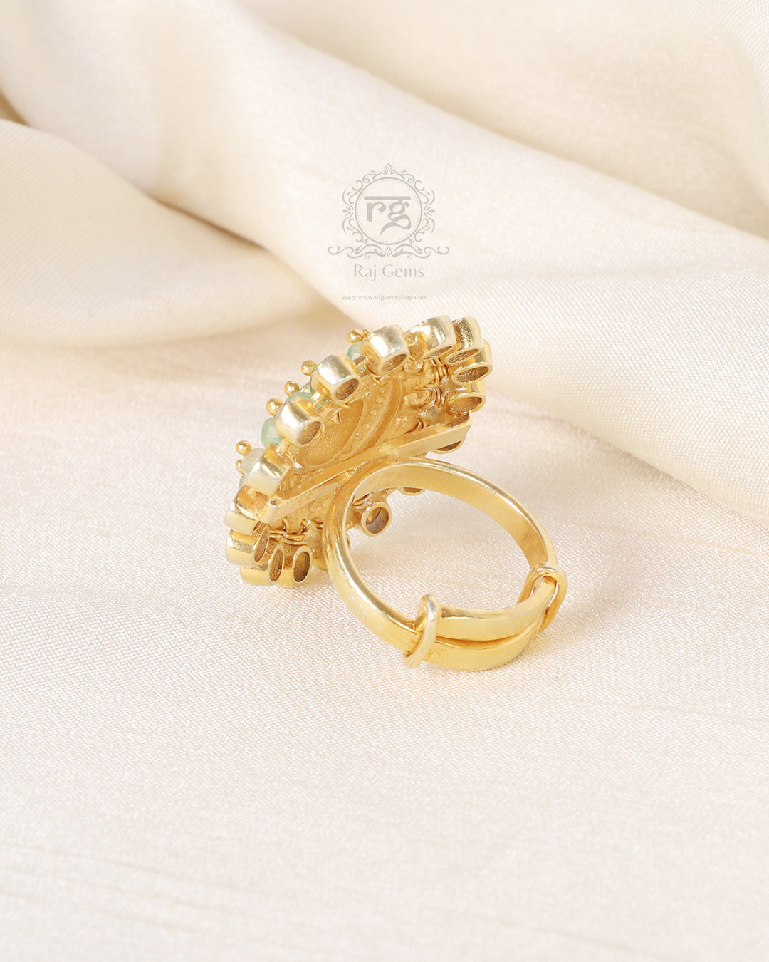 925 Silver Green Adjustable Ring