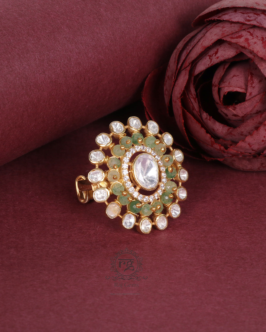 925 Silver Green Adjustable Ring