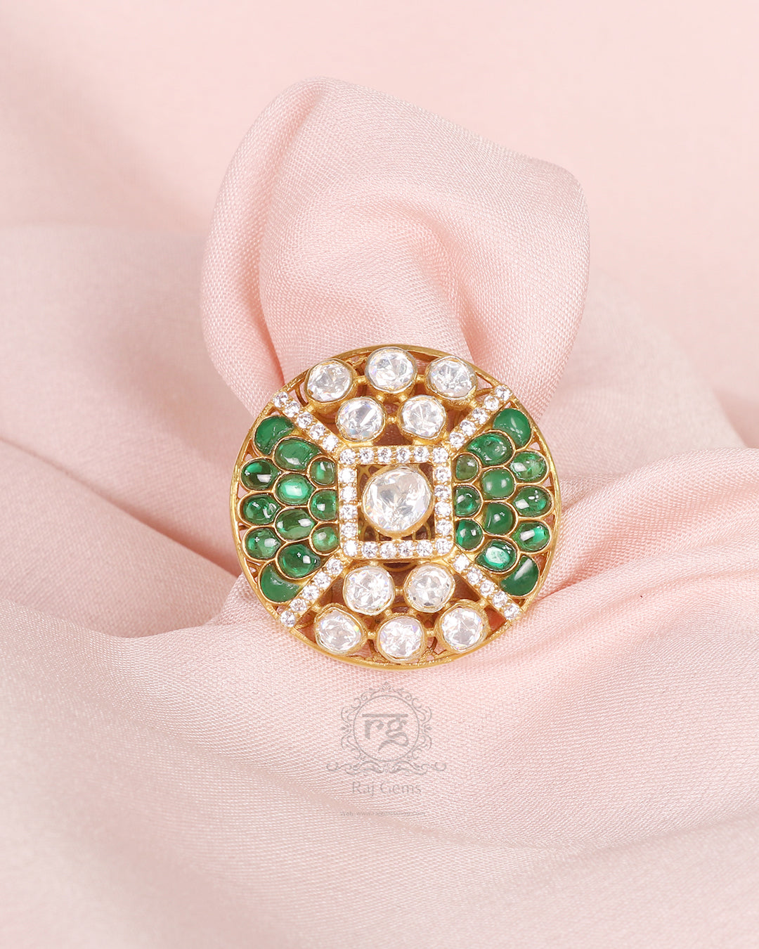 925 Silver Green Adjustable Ring