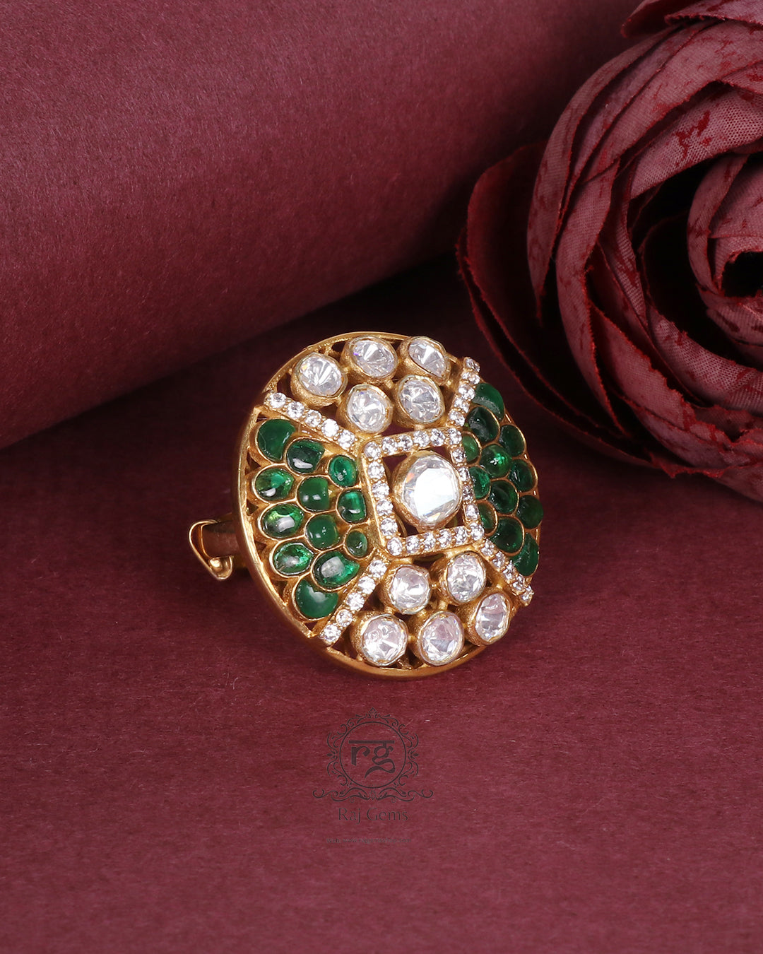 925 Silver Green Adjustable Ring