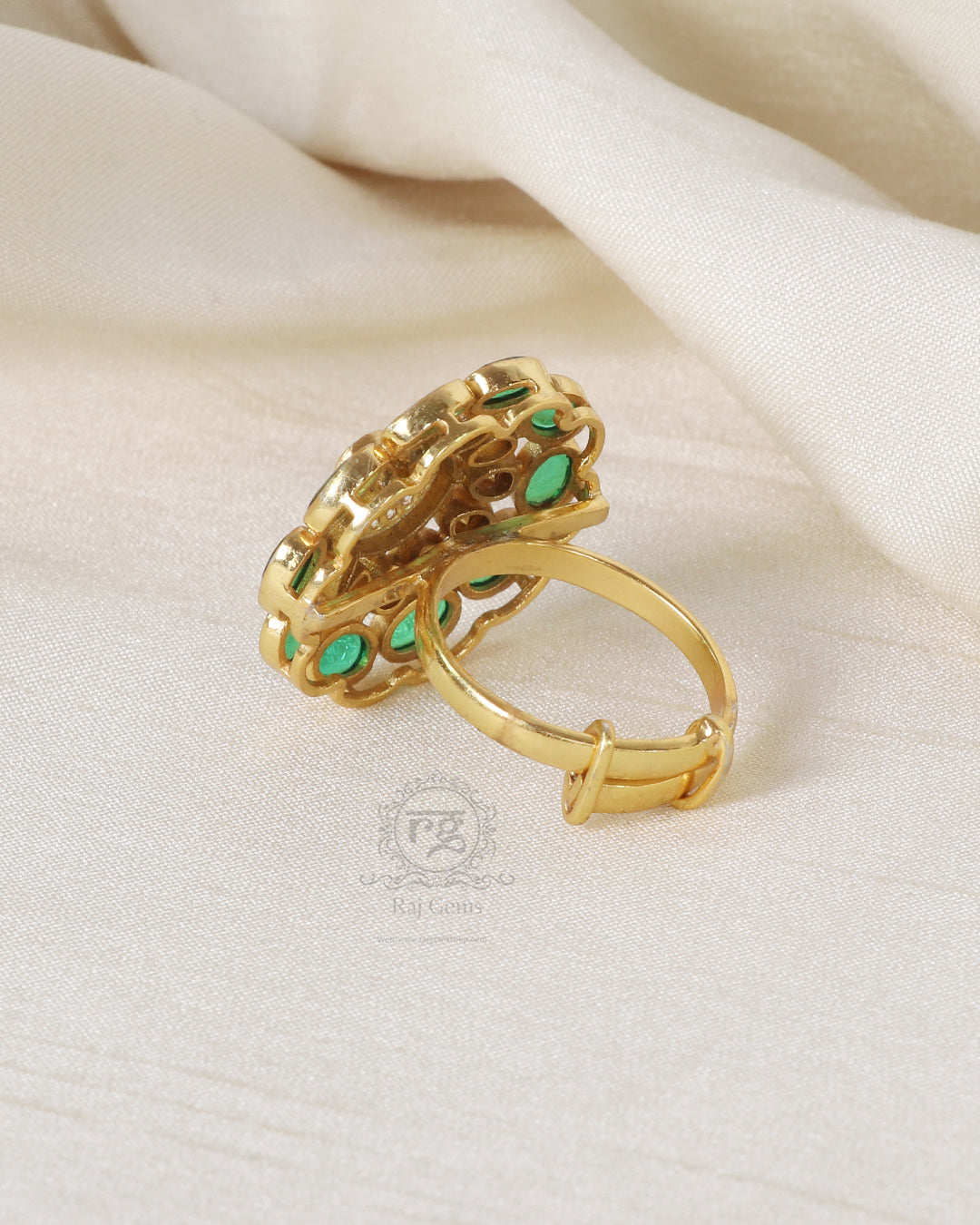 925 Silver Green Adjustable Ring