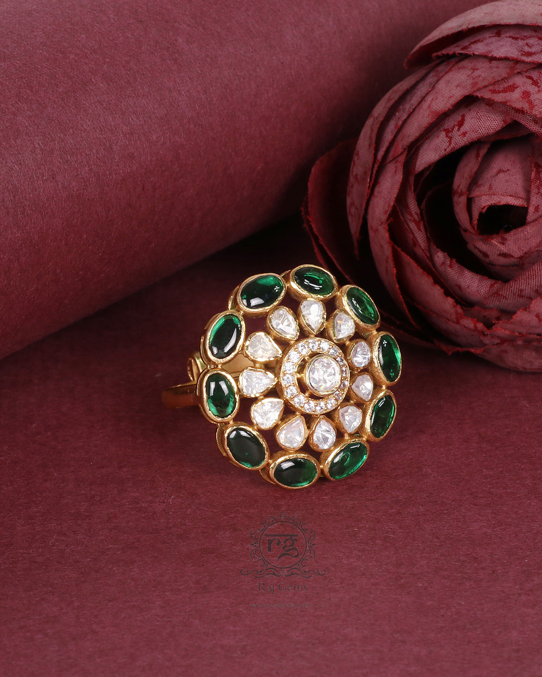 925 Silver Green Adjustable Ring