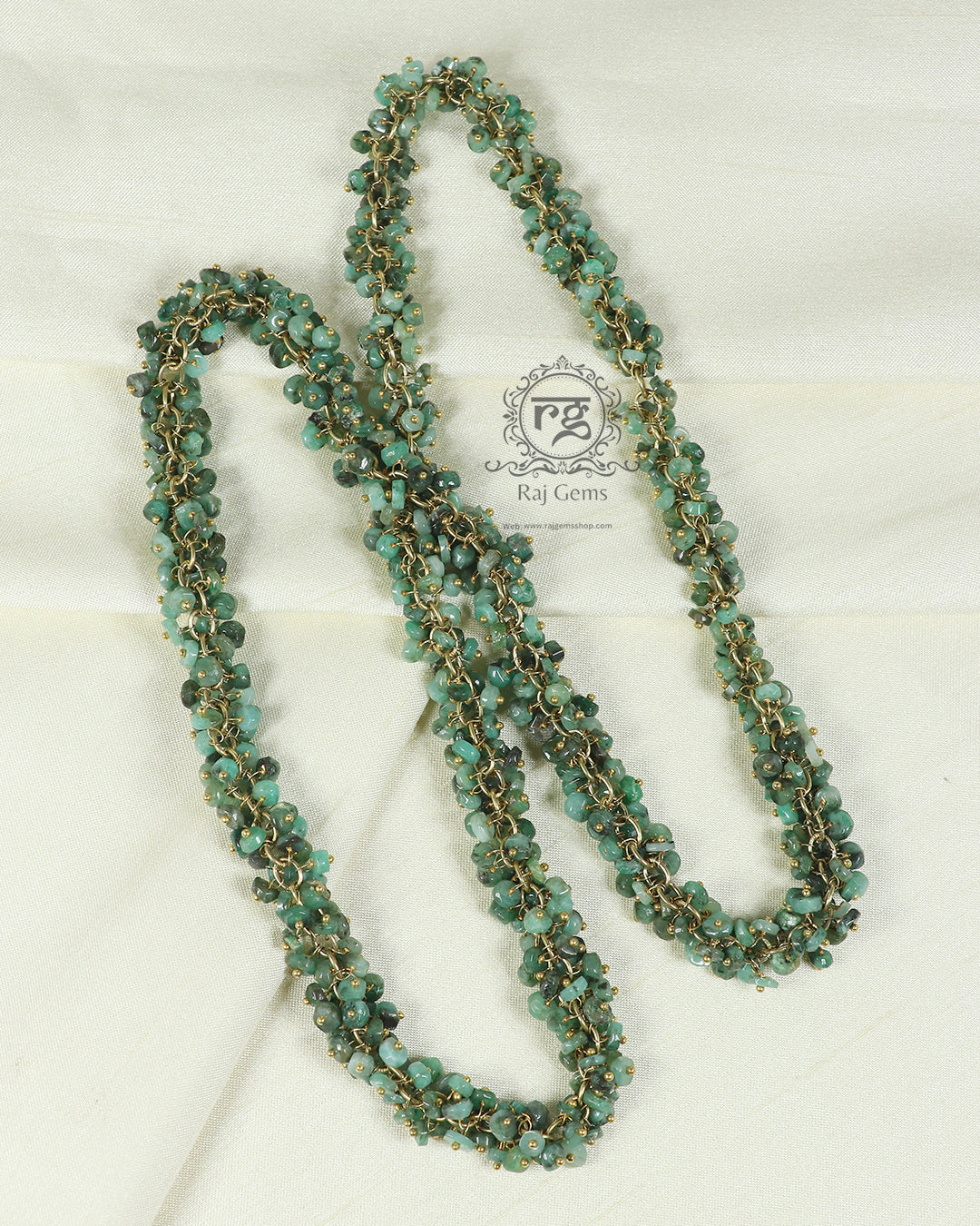 Designer Emerald Gemstone Beads Necklace Jewelry
