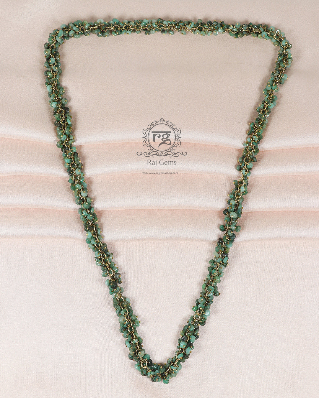 Designer Emerald Gemstone Beads Necklace Jewelry