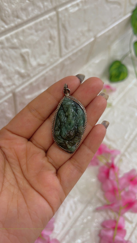 Natural Emerald Gemstone Ganesh Ji Carving