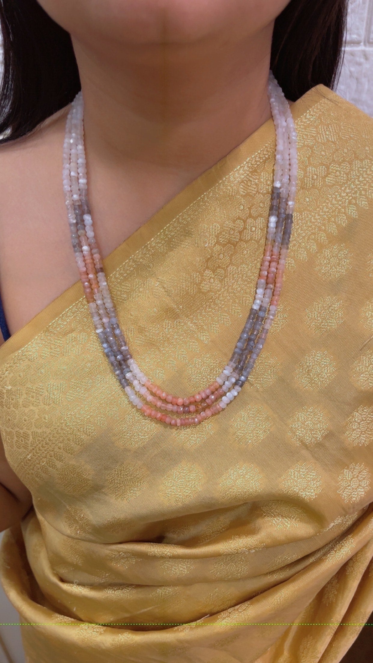 Natural Multi Moonstone Rondelle Gemstone Faceted Beaded Necklace RBOGO