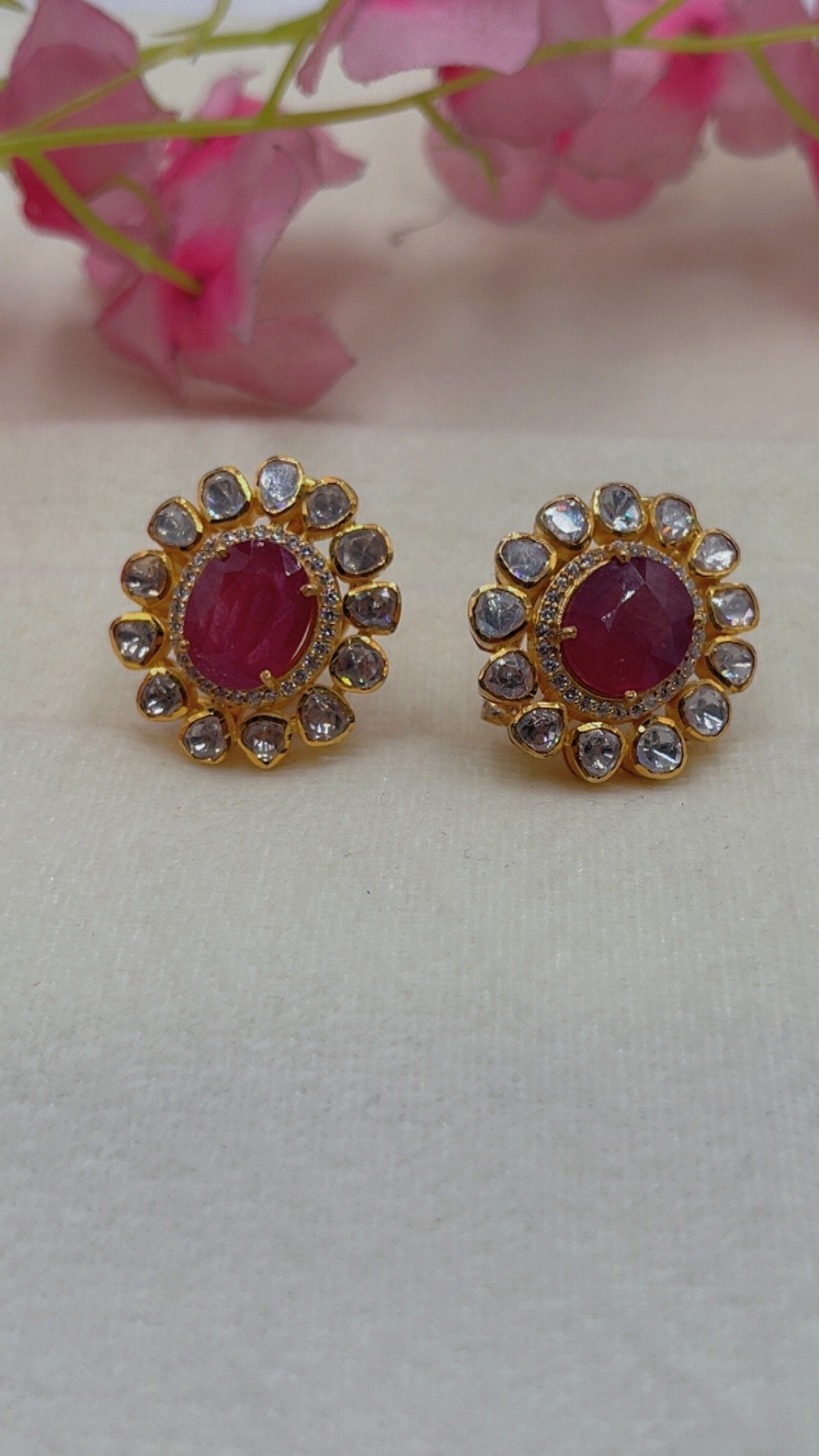 Designer 925 Silver Natural Ruby Earrings