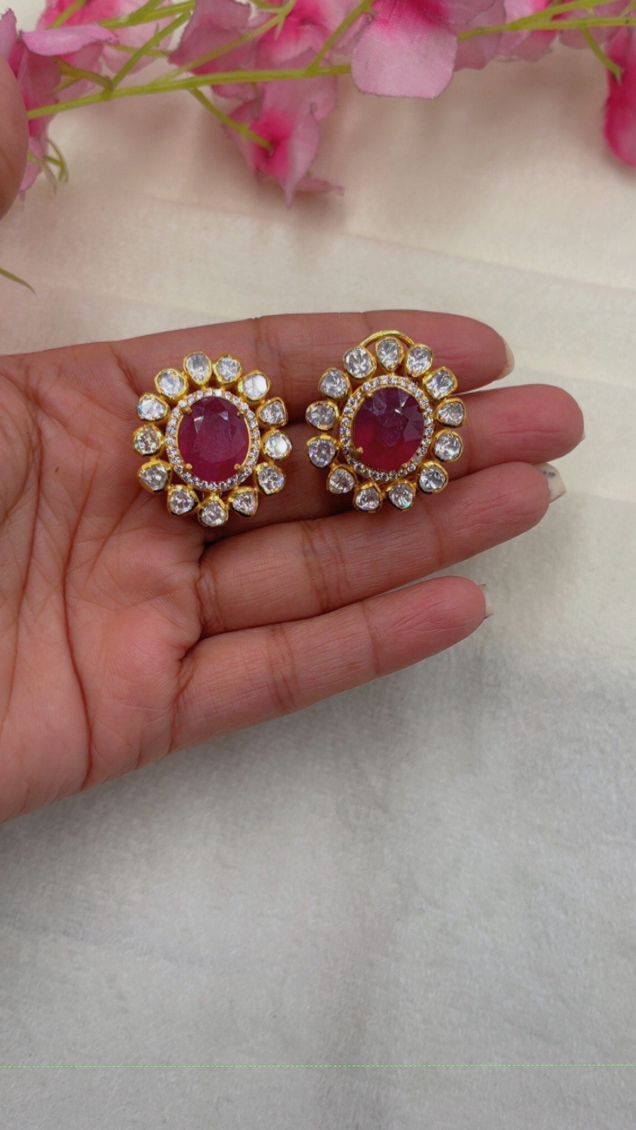 Designer 925 Silver Natural Ruby Earrings