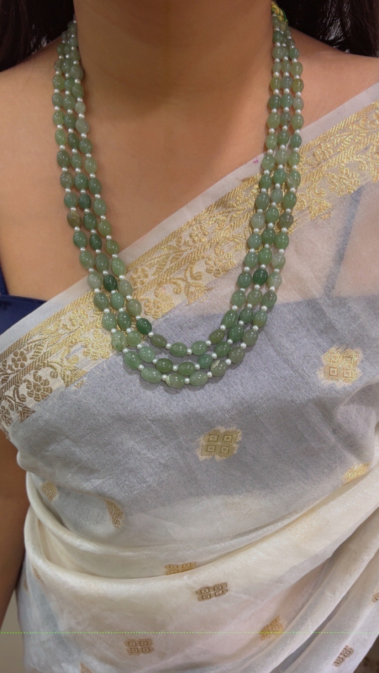 Natural Green Strawberry & Pearl Gemstone Beads Necklace Jewelry RBOGO