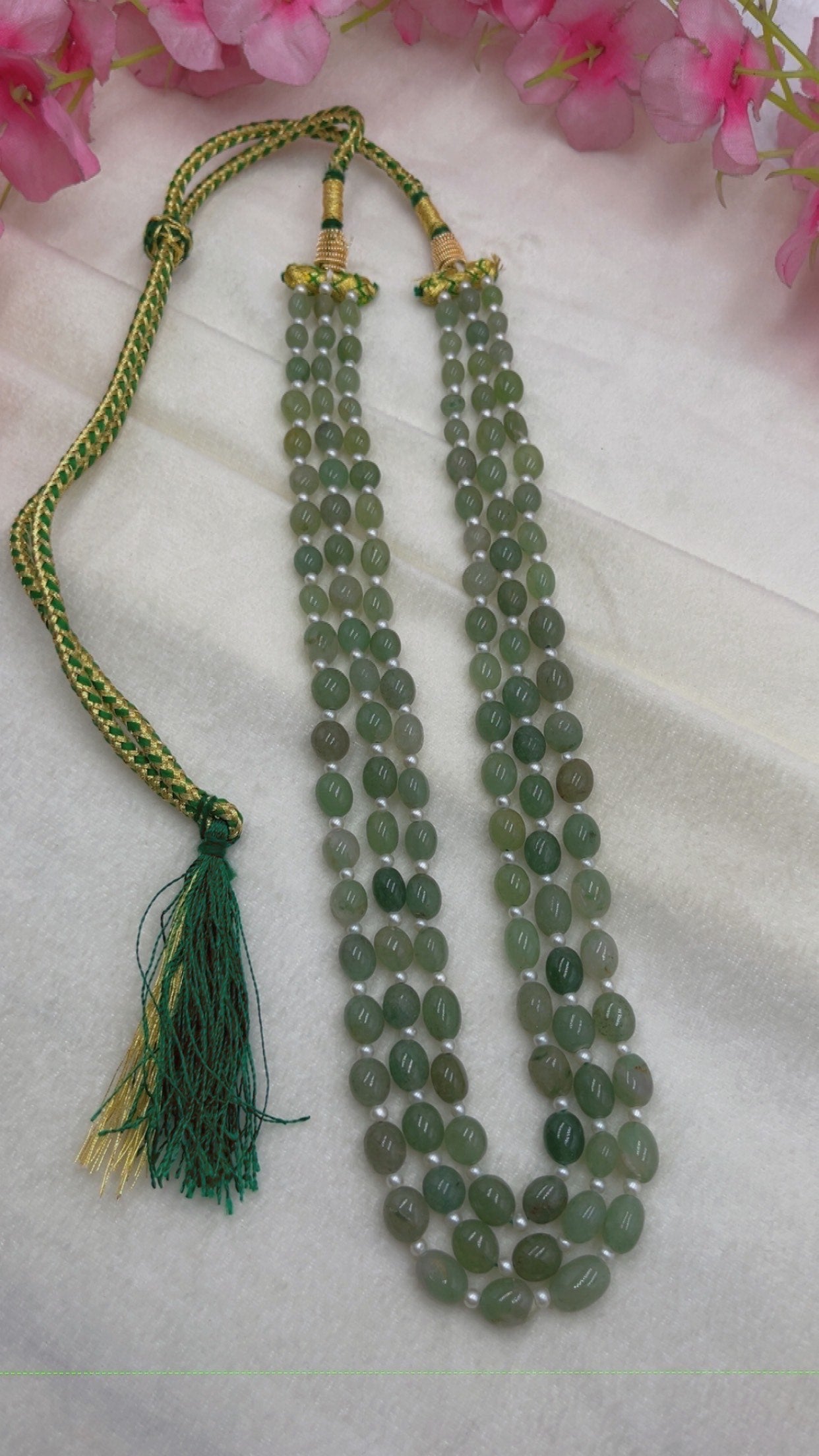 Natural Green Strawberry & Pearl Gemstone Beads Necklace Jewelry RBOGO