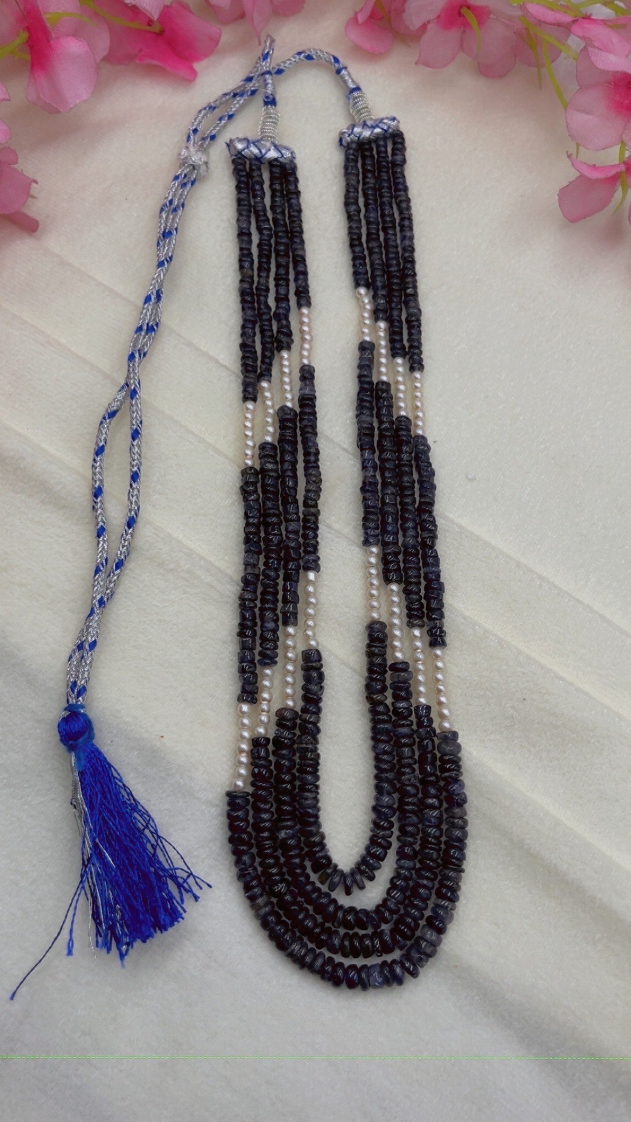 Natural Black Spinel & Pearl Gemstone Beads Necklace Jewelry QC1