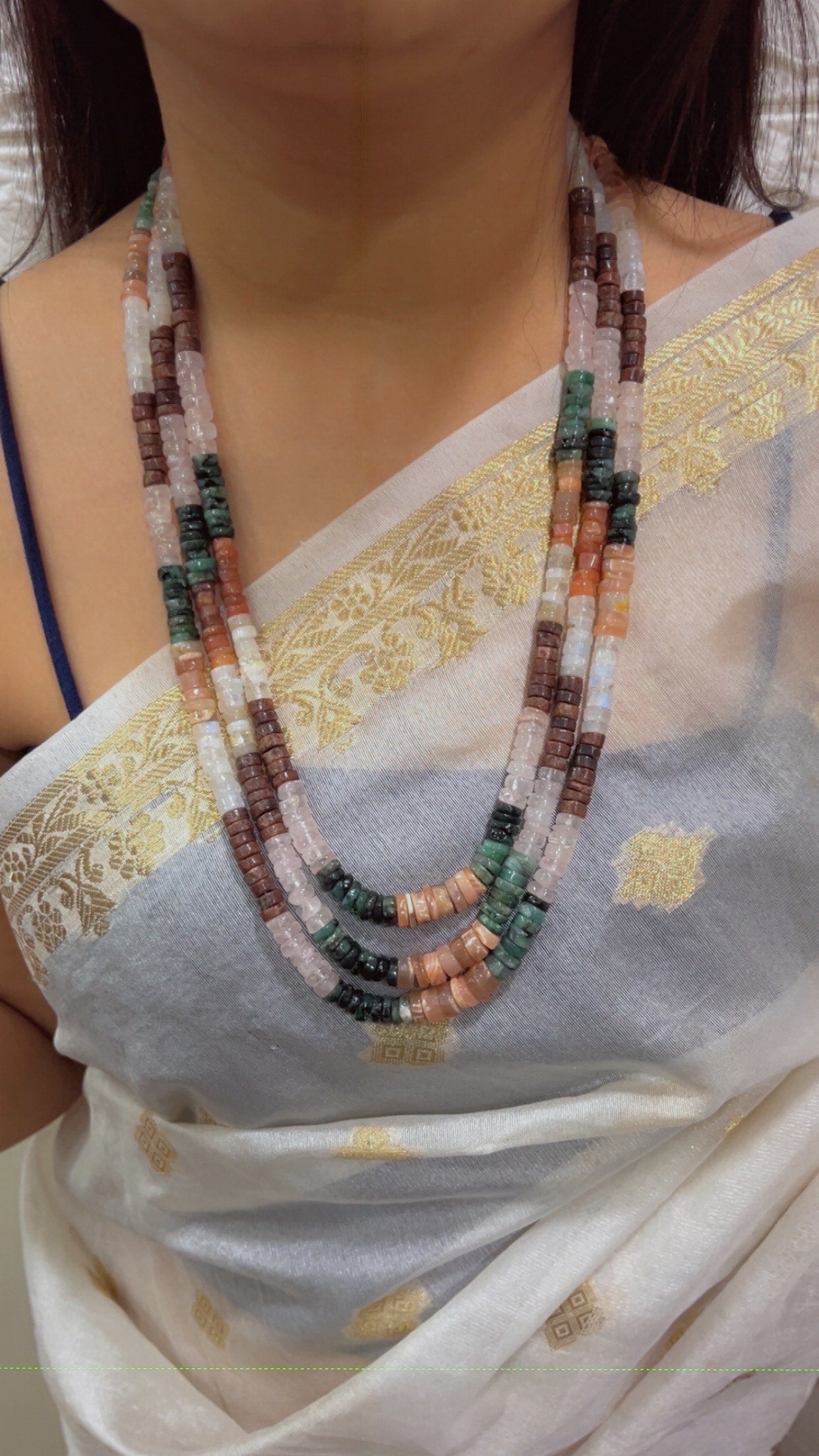 Natural Multi Gemstone Beads Necklace Jewelry QC1
