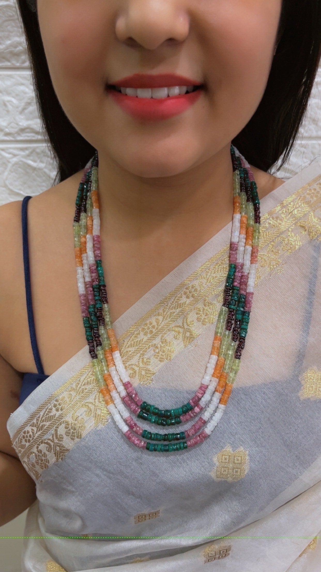 Natural Multi Gemstone Beads Necklace Jewelry QC1