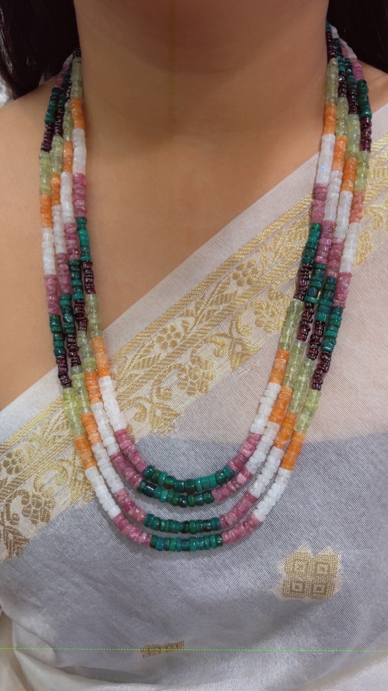 Natural Multi Gemstone Beads Necklace Jewelry QC1