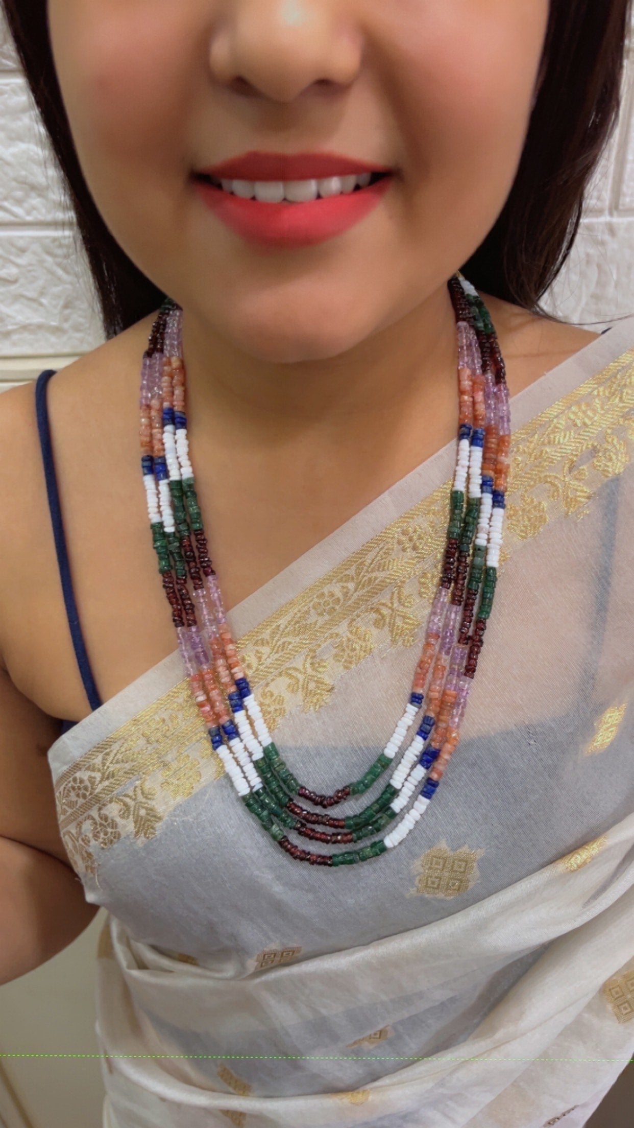 Natural Multi Gemstone Beads Necklace Jewelry QC2