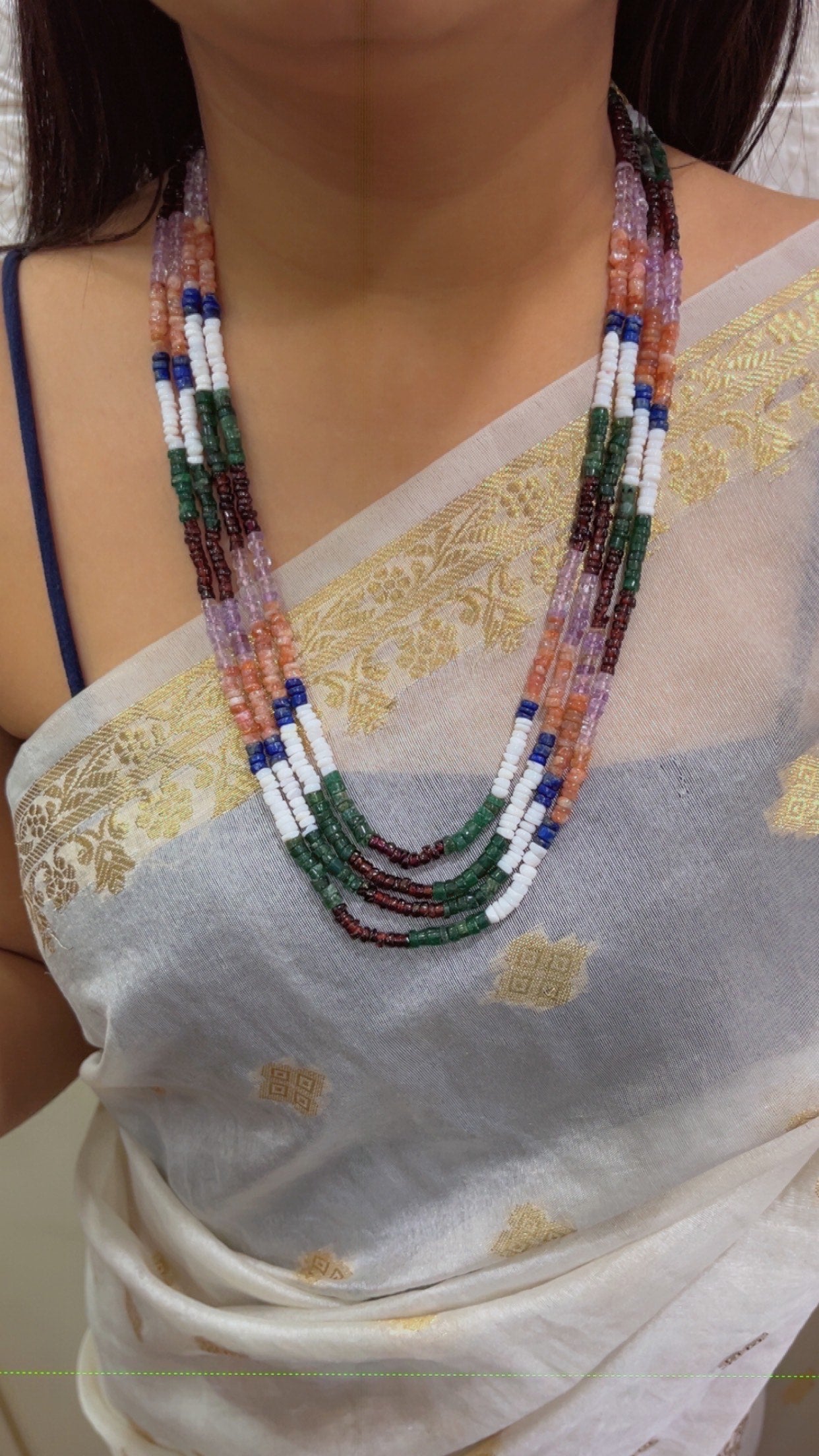 Natural Multi Gemstone Beads Necklace Jewelry QC2