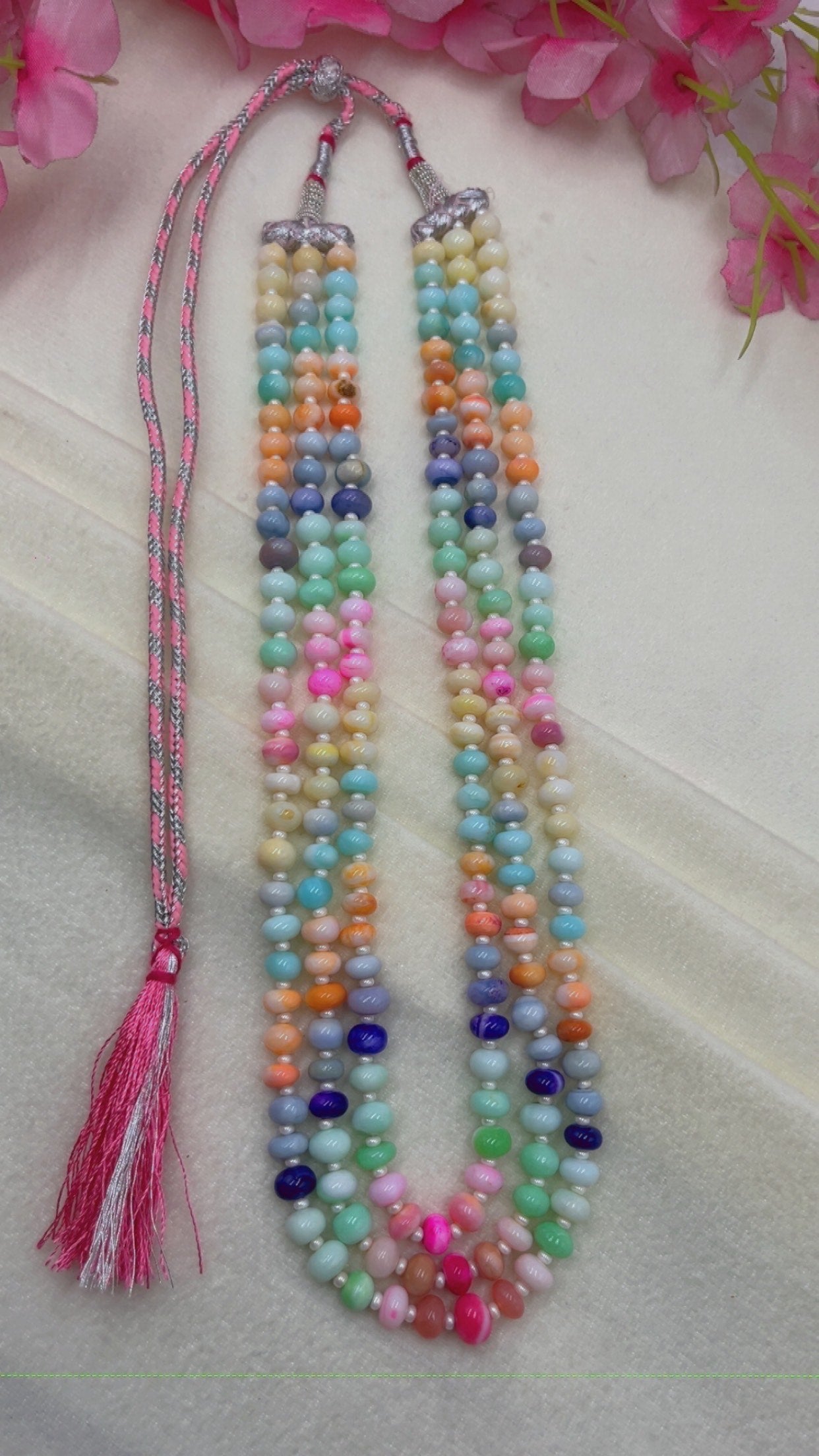 Natural Multi Opal Gemstone Beads Necklace Jewelry QCMORE
