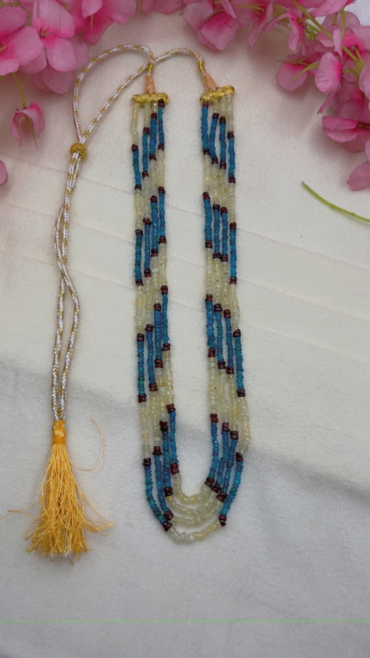 Natural Neon Apatite, Green Amethyst & Garnet Gemstone Beads Necklace Jewelry QC2
