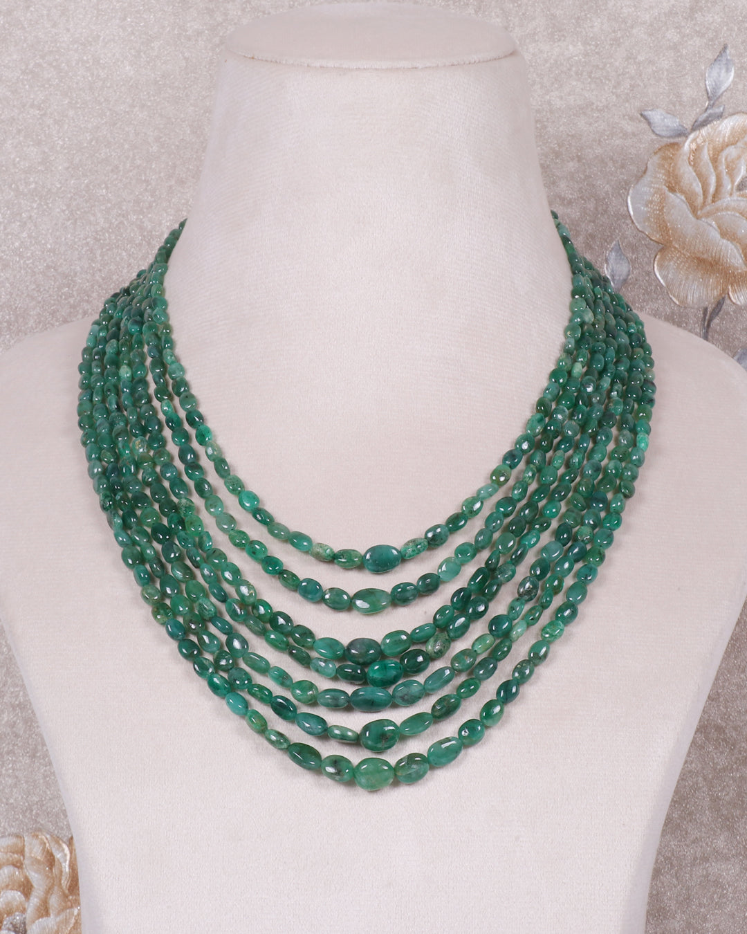 Natural Emerald Gemstone Beads Necklace Jewelry