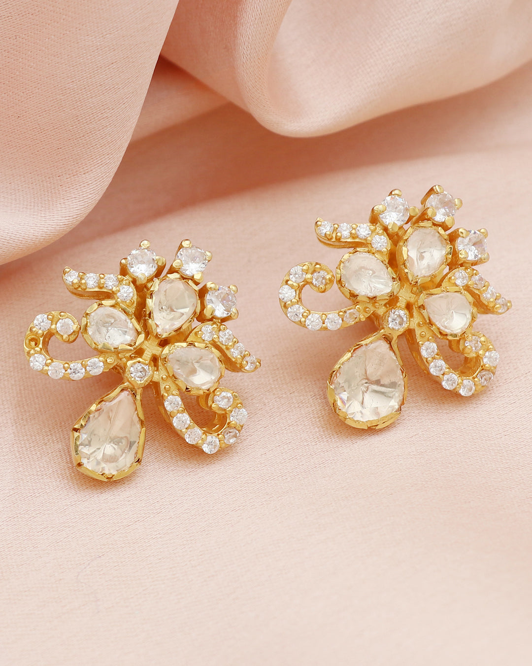 925 Silver Polki Stud Earring Jewelry
