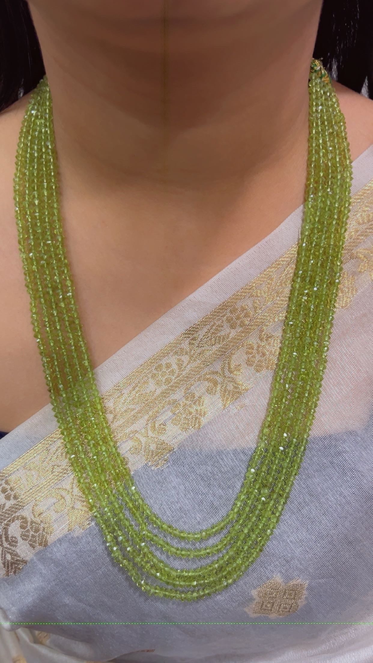 Natural Peridot Gemstone Beads Necklace Jewelry