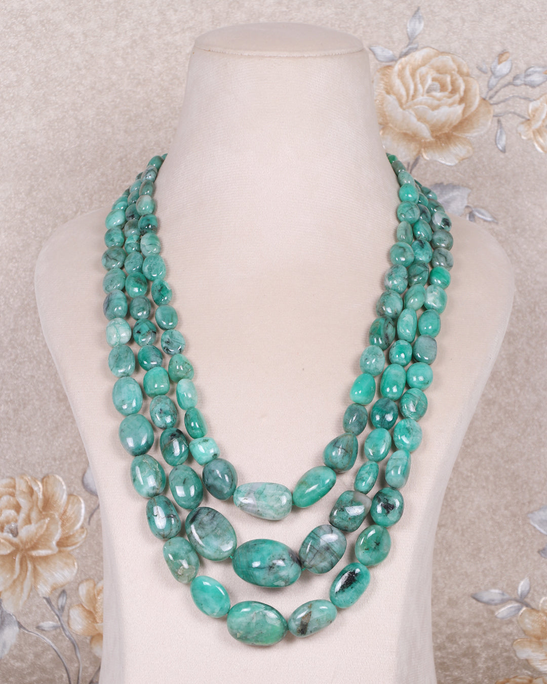 Natural Emerald Gemstone Beads Necklace Jewelry