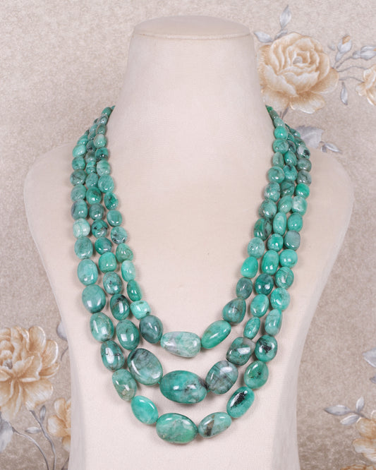 Natural Emerald Gemstone Beads Necklace Jewelry