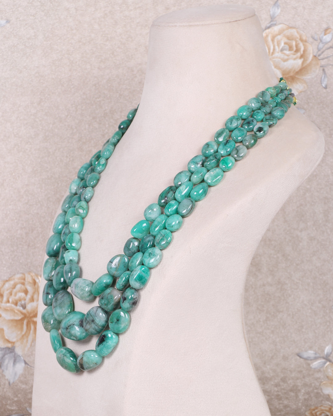 Natural Emerald Gemstone Beads Necklace Jewelry