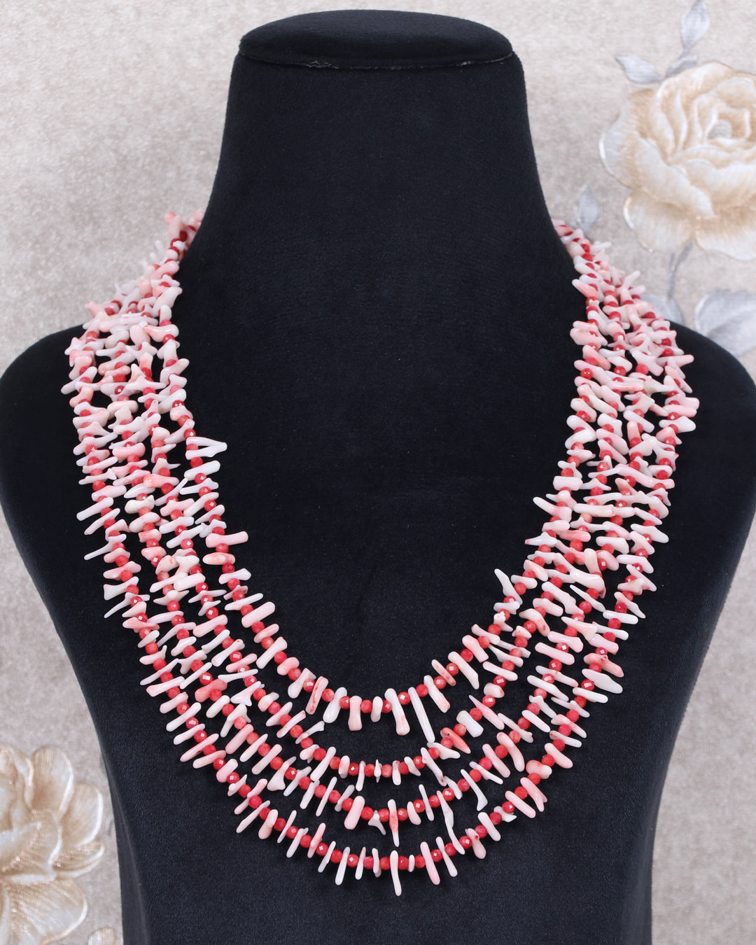 Natural Coral Gemstone Beads Necklace Jewelry