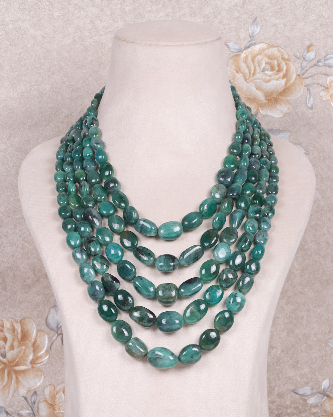 Natural Emerald Gemstone Oval Beads Necklace Jewelry