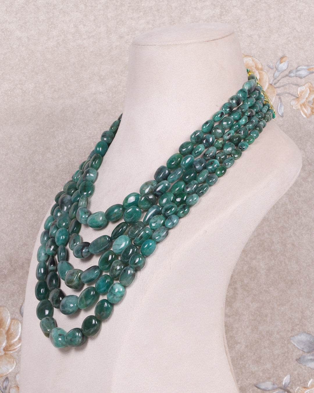 Natural Emerald Gemstone Oval Beads Necklace Jewelry