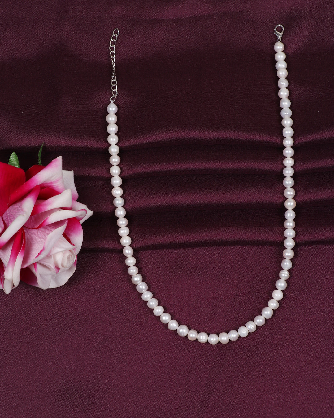 Natural Freshwater Pearl Gemstone Round Beads Necklace Jewelry