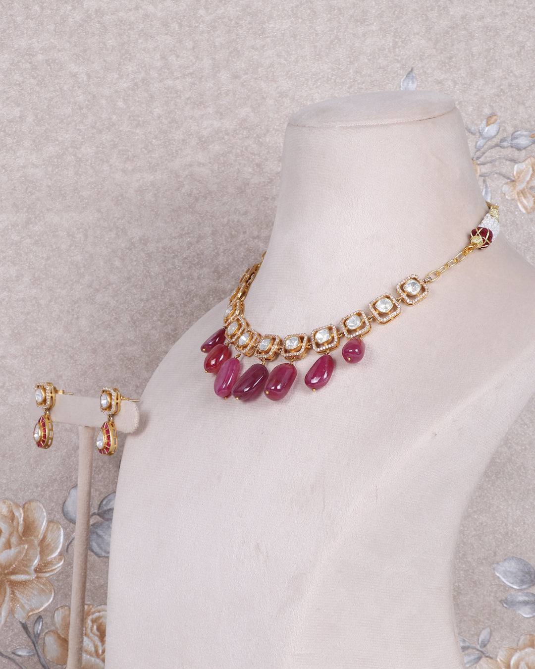 925 Silver Ruby & Polki Designer Necklace Jewelry