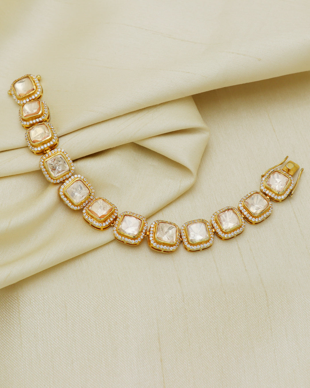 925 Silver Moissanite Polki Bracelet Jewelry