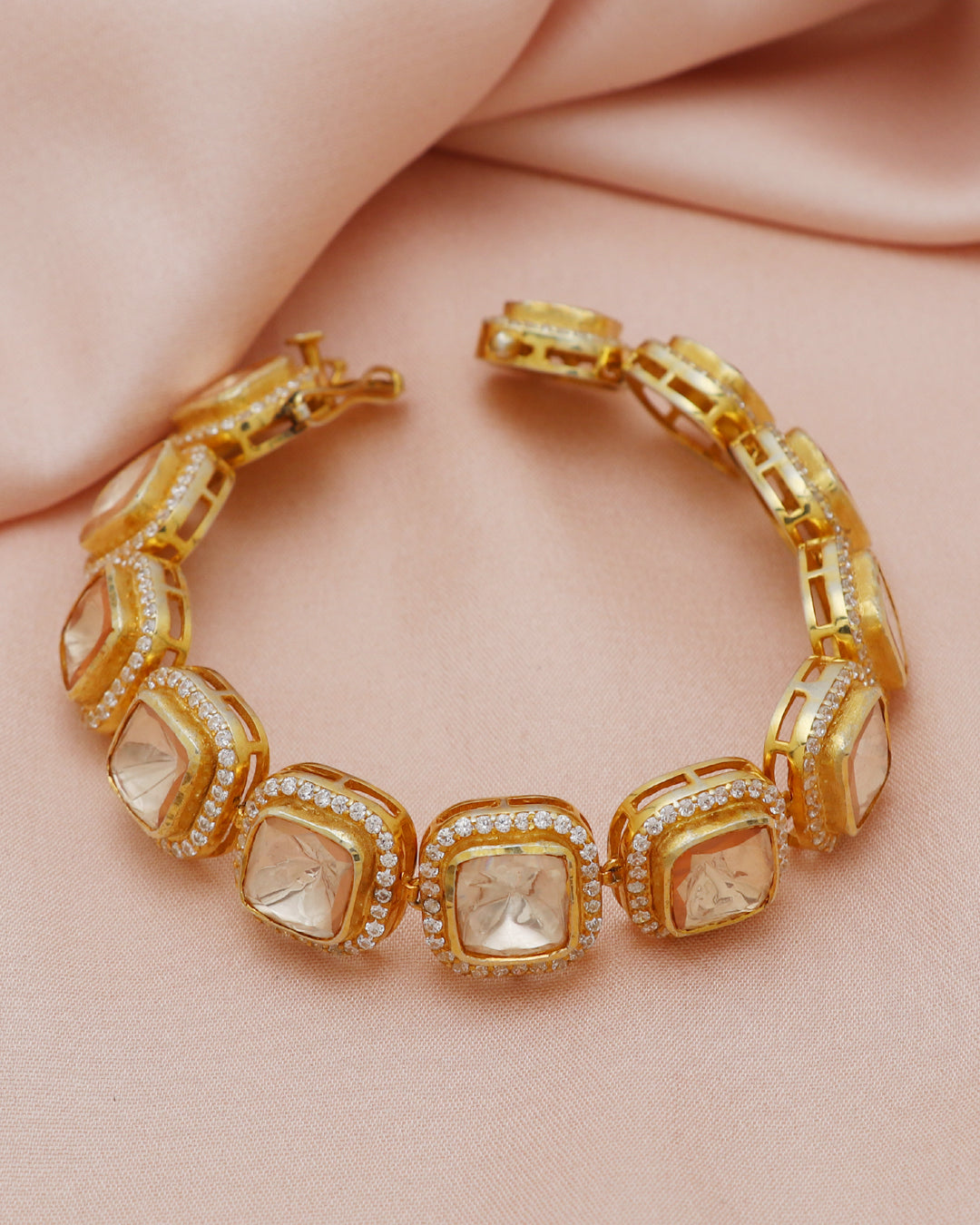 925 Silver Moissanite Polki Bracelet Jewelry