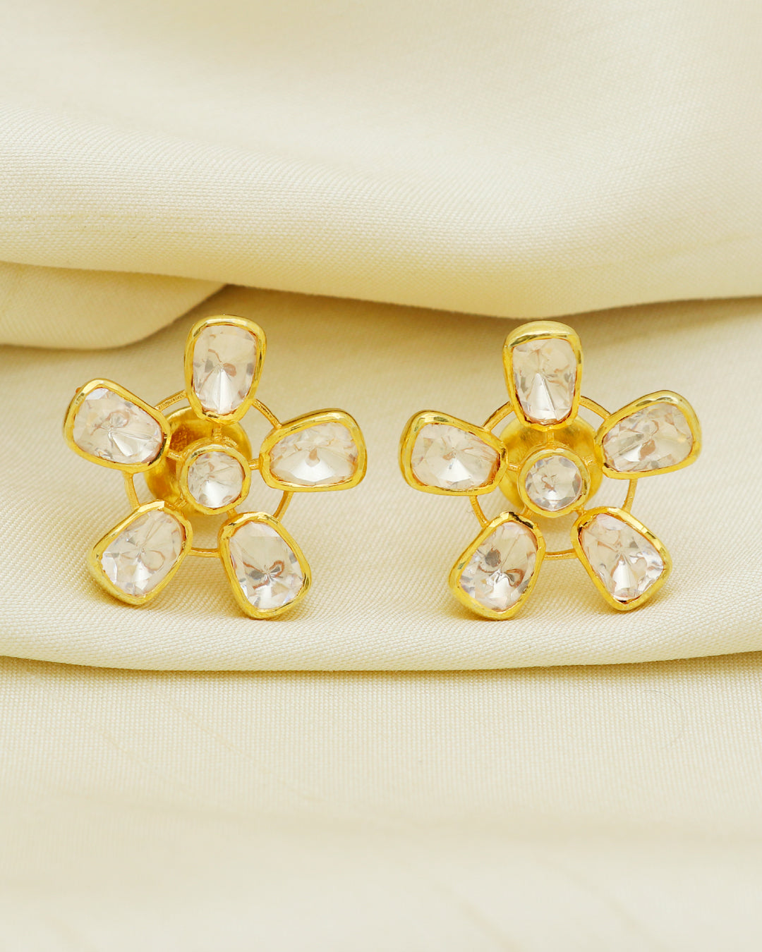 925 Silver Polki Stud Earring Jewelry