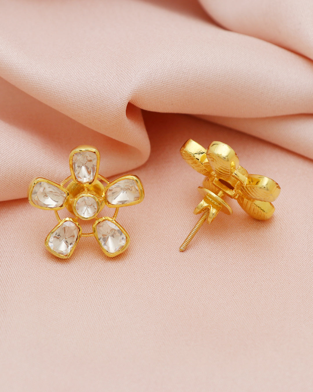 925 Silver Polki Stud Earring Jewelry
