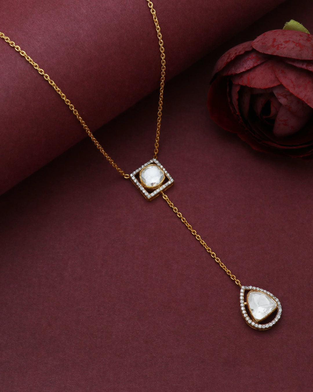 925 Silver Moissanite Polki Necklace