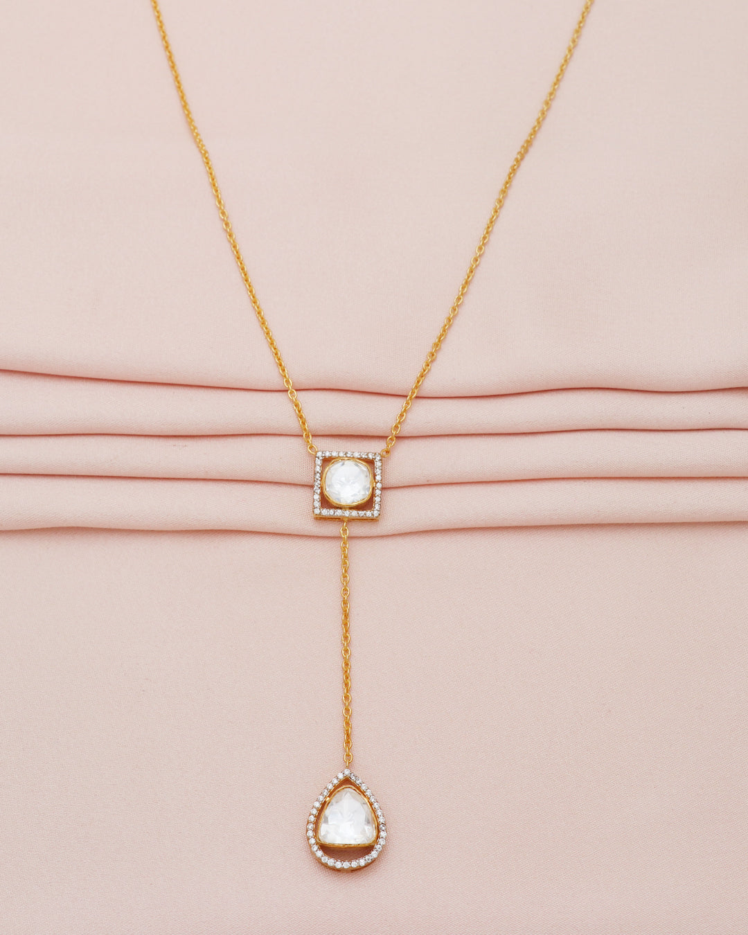 925 Silver Moissanite Polki Necklace