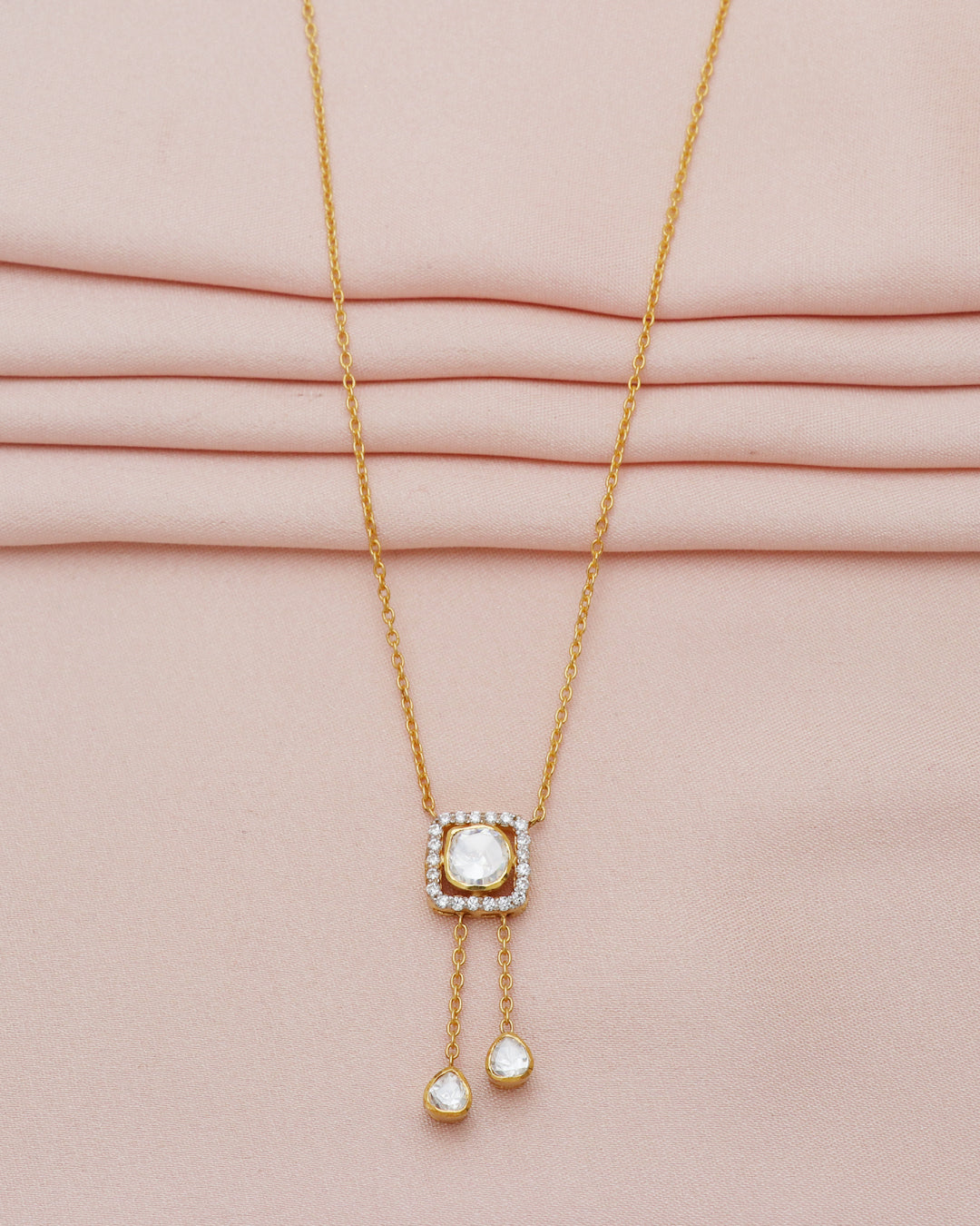 925 Silver Moissanite Polki Necklace
