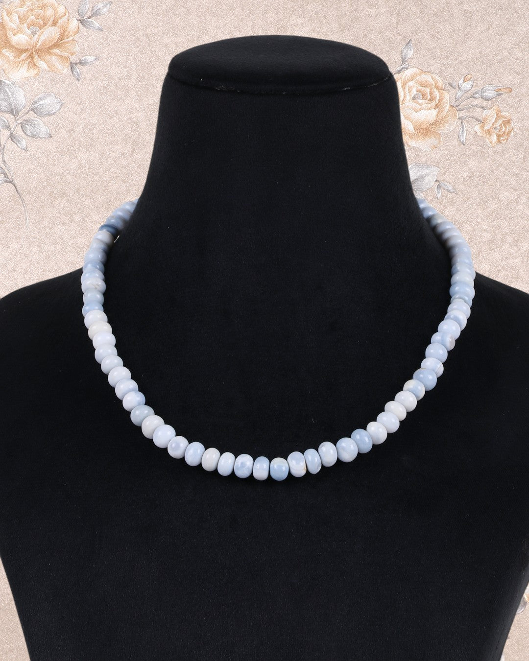 Blue Opal Gemstone Rondelle Smooth Beads Necklace Jewelry