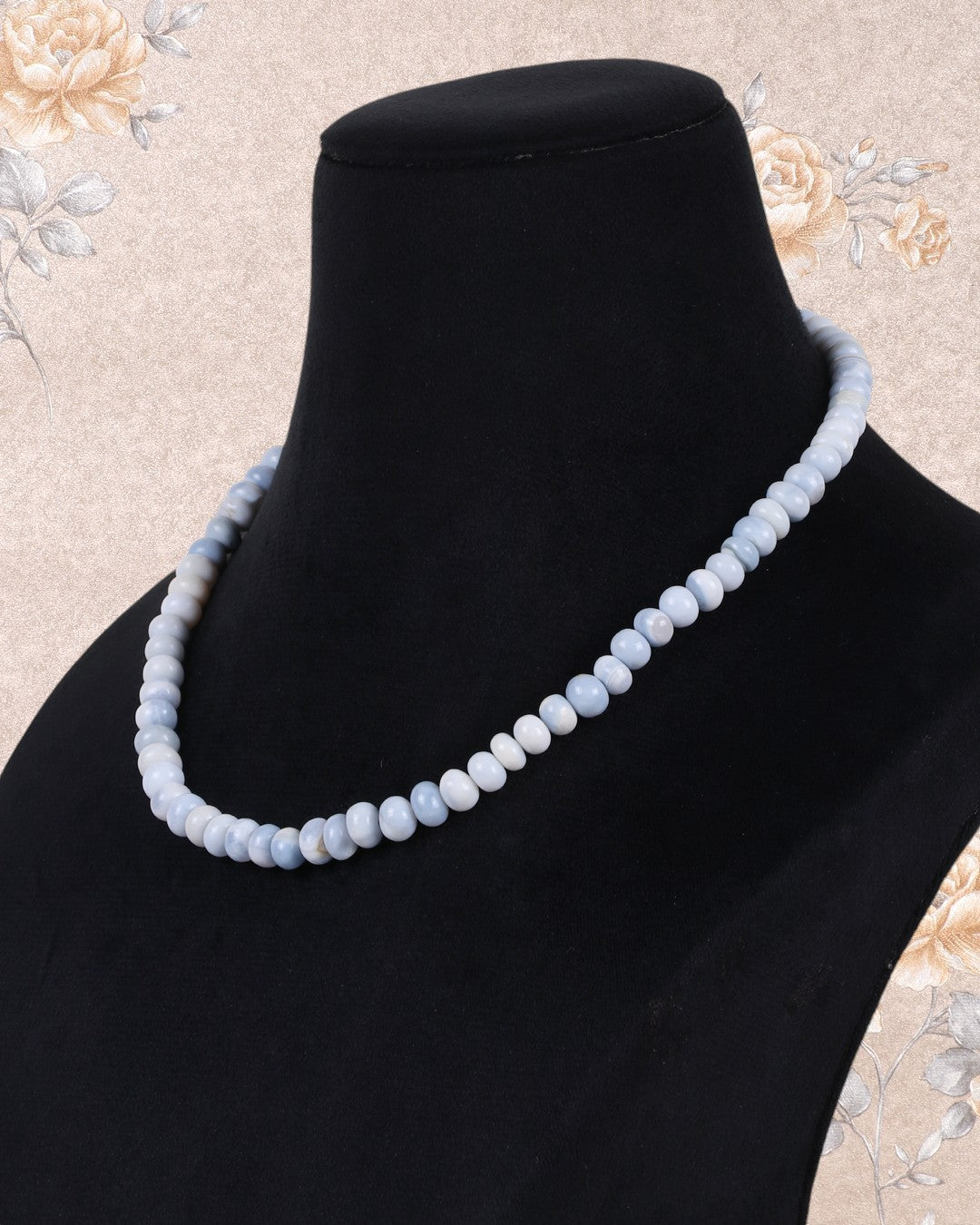 Blue Opal Gemstone Rondelle Smooth Beads Necklace Jewelry