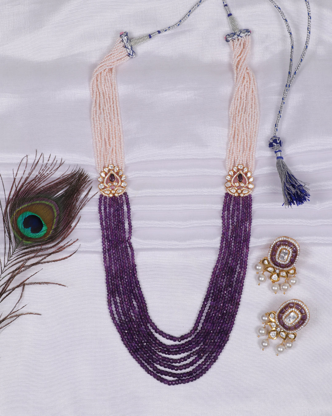 925 Silver Amethyst Gemstone Beads Necklace Jewelry