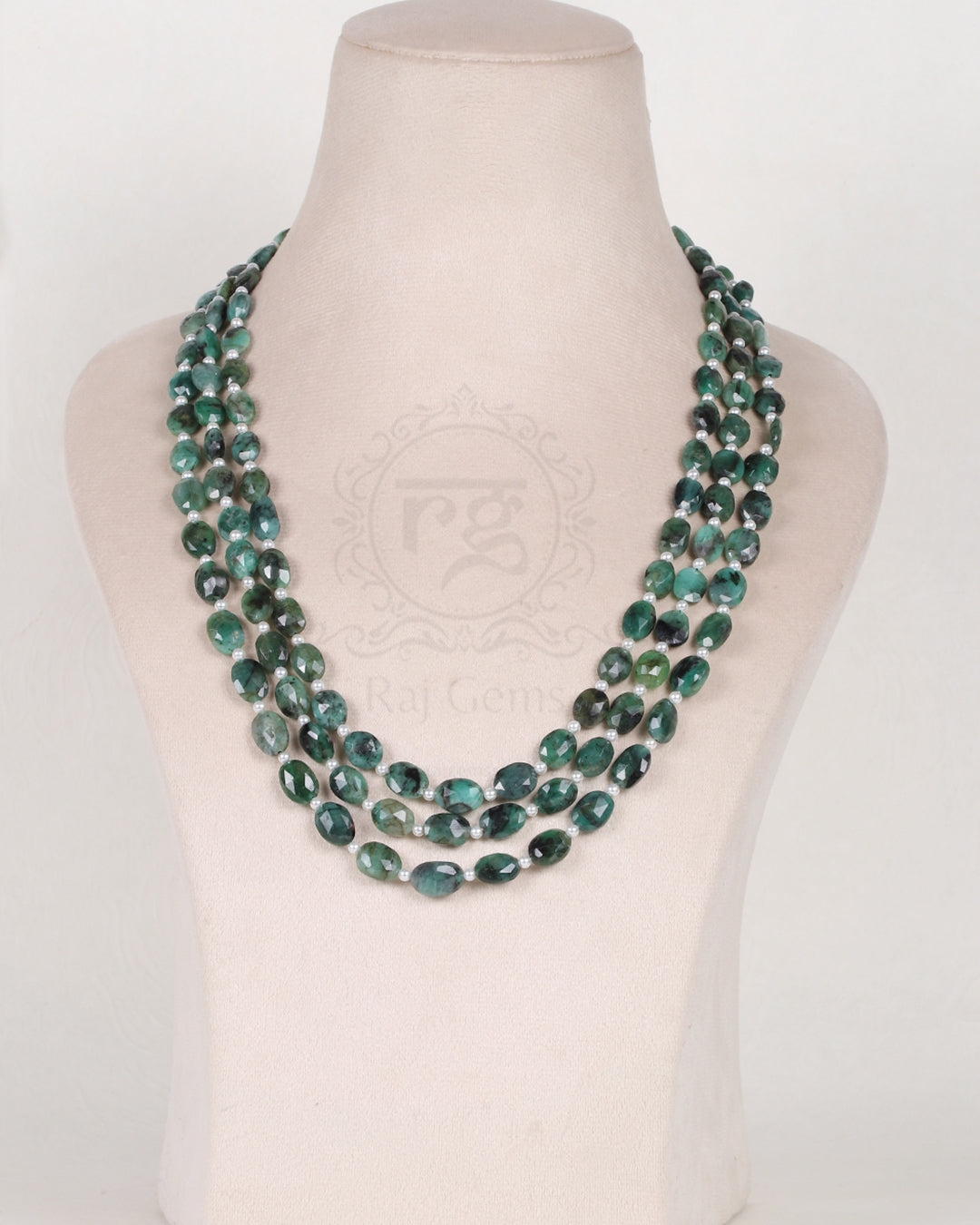 Pranella Himalaya Long Faceted Bead Necklace With Oval Pendant Pastel/gold main image 1