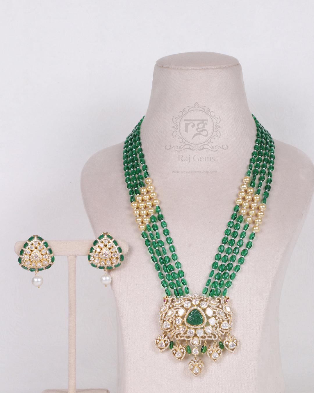 925 Silver Green Gemstone Necklace Jewelry